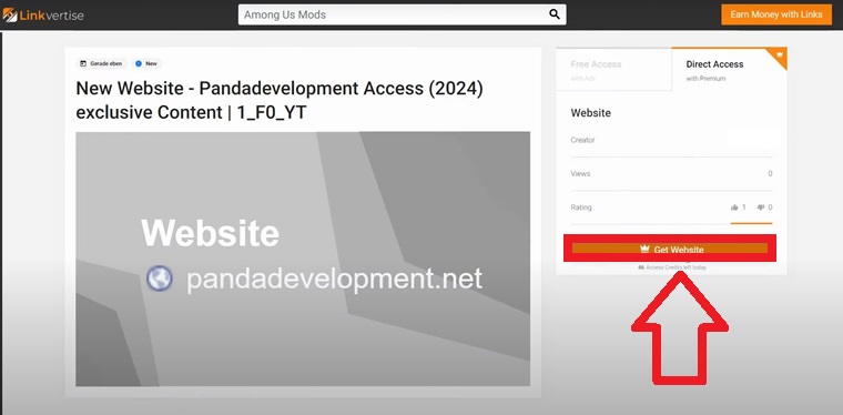 Linkvertise interface